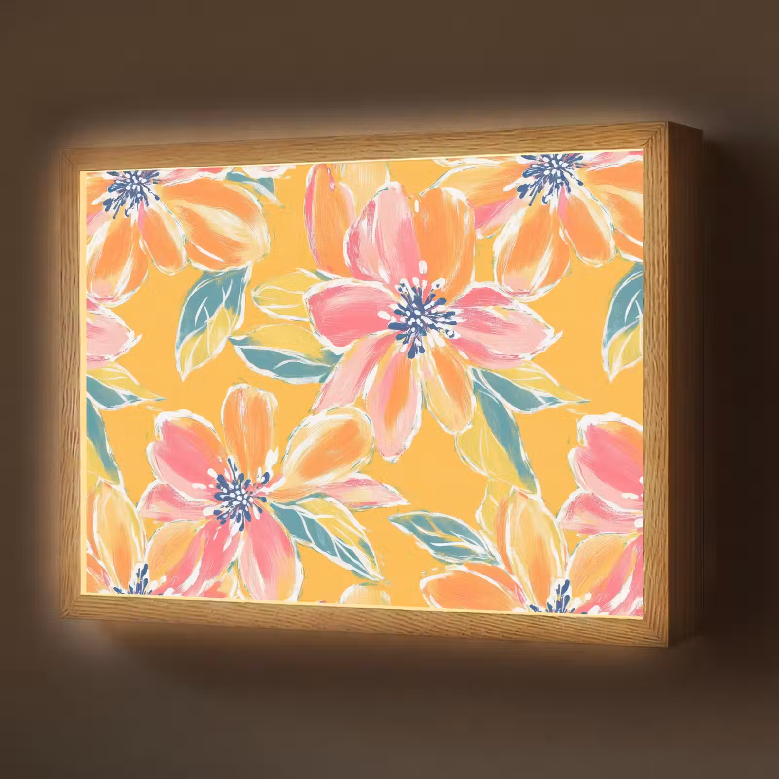 Lightbox - Wandlamp - Textuur - Bloemen - Kleurrijk — 1
