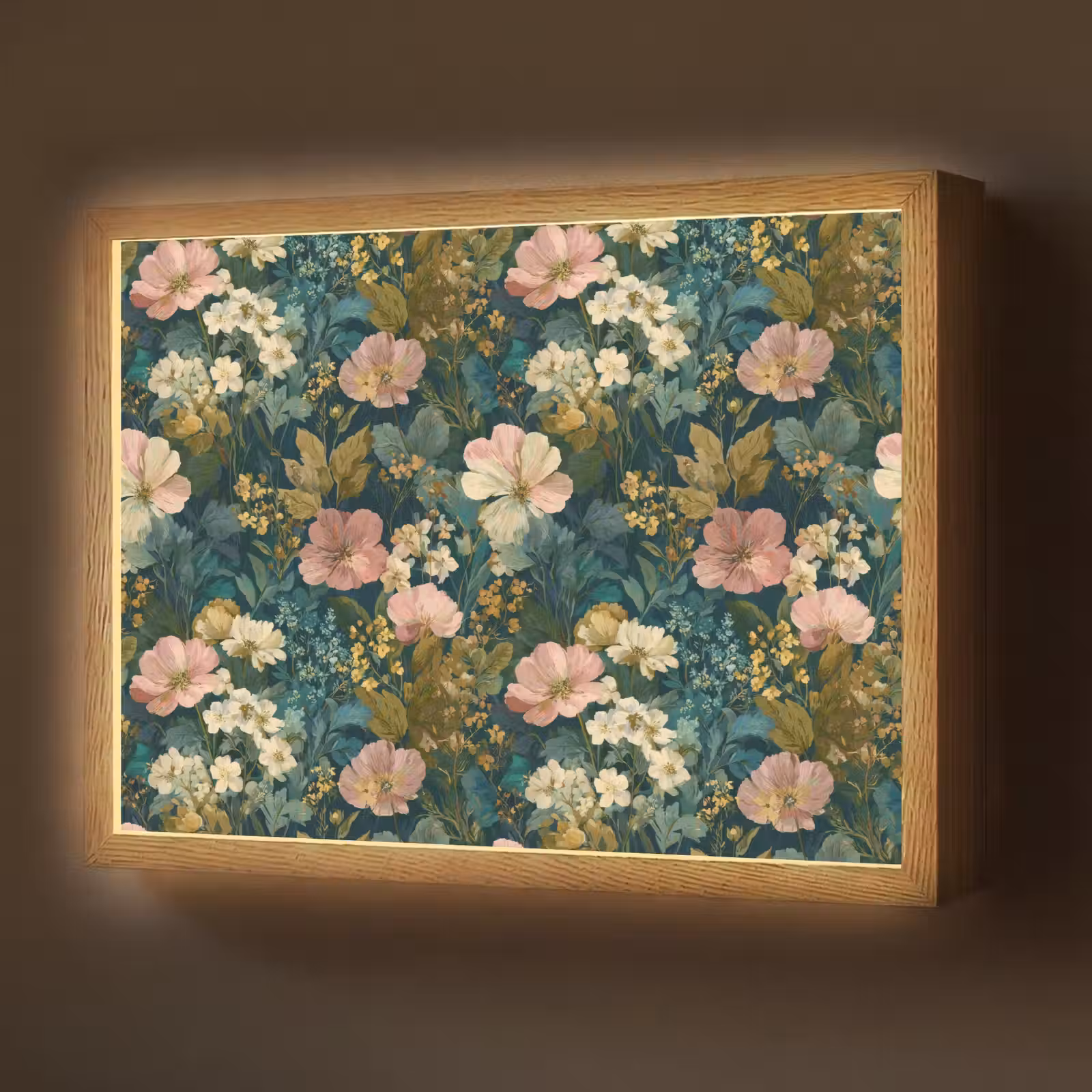 Lightbox - Wandlamp - Wilde bloemen - Botanisch - Patroon - Roze - Romantisch — 1
