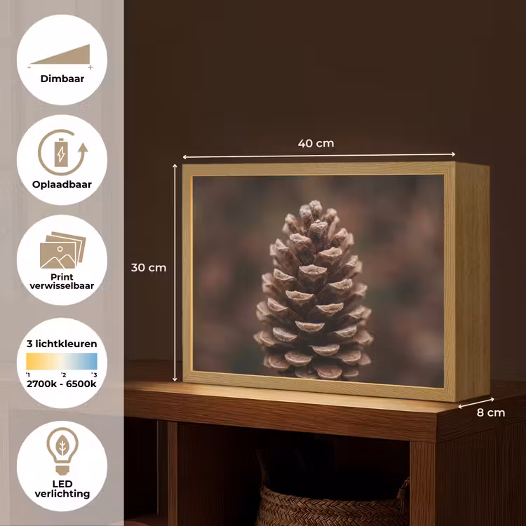 Lightbox - Wandlamp - Dennenappel - Bos - Herfst - Bruin - Sfeervol — 10