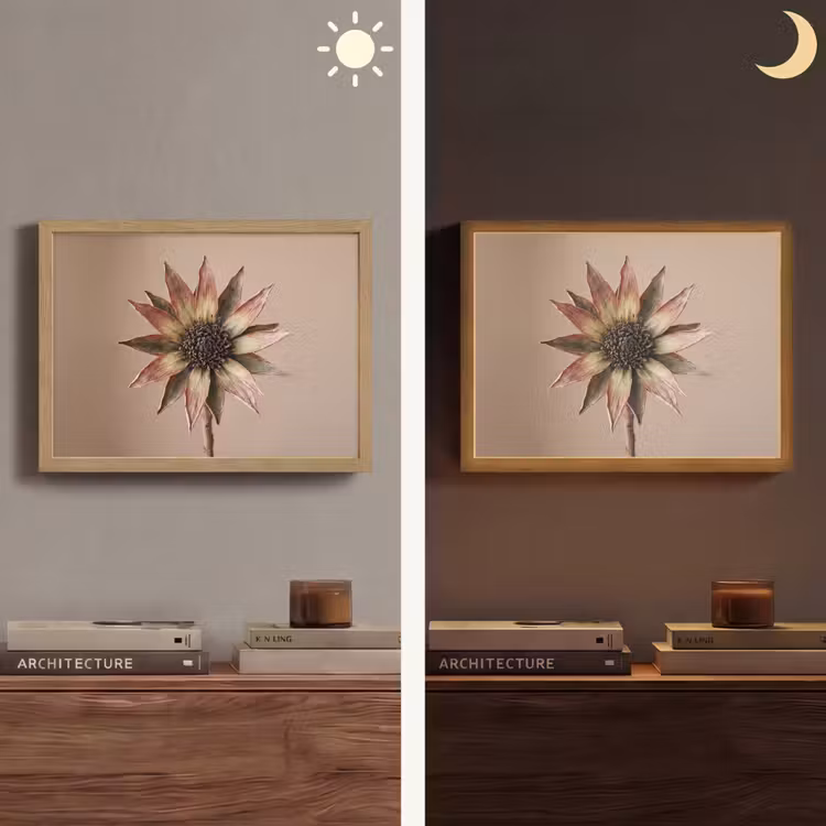 Lightbox - Wandlamp - Droogbloem - Protea - Vintage - Beige - Rustiek — 6