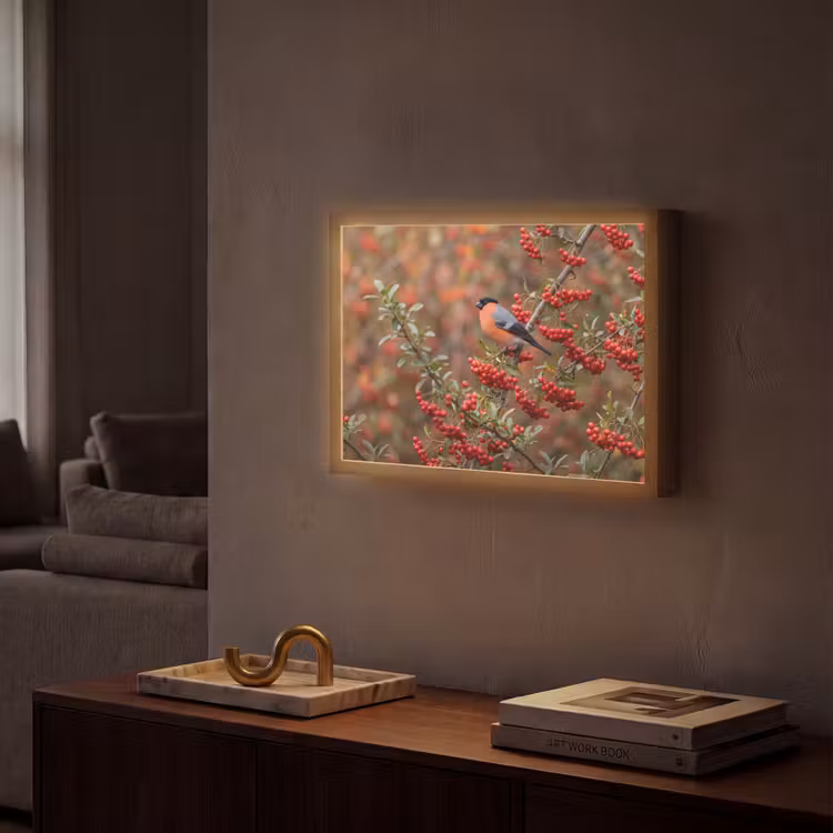 Lightbox - Wandlamp - Goudvink - Bessen - Herfst - Natuur - Kleurrijk — 2