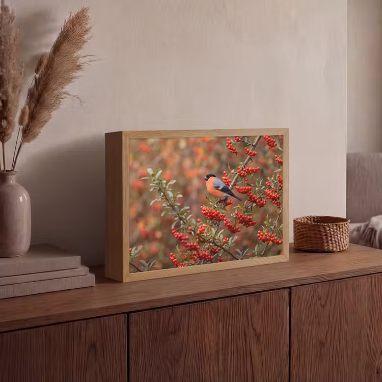 Lightbox - Wandlamp - Goudvink - Bessen - Herfst - Natuur - Kleurrijk — 4