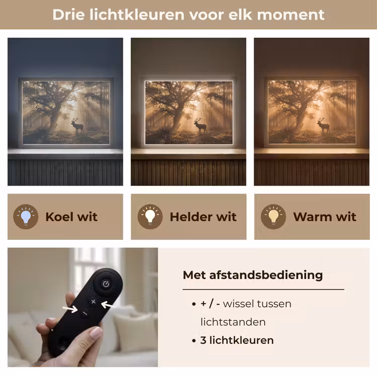 Lightbox - Wandlamp - Hert - Bos - Mistig - Natuur - Goud — 8
