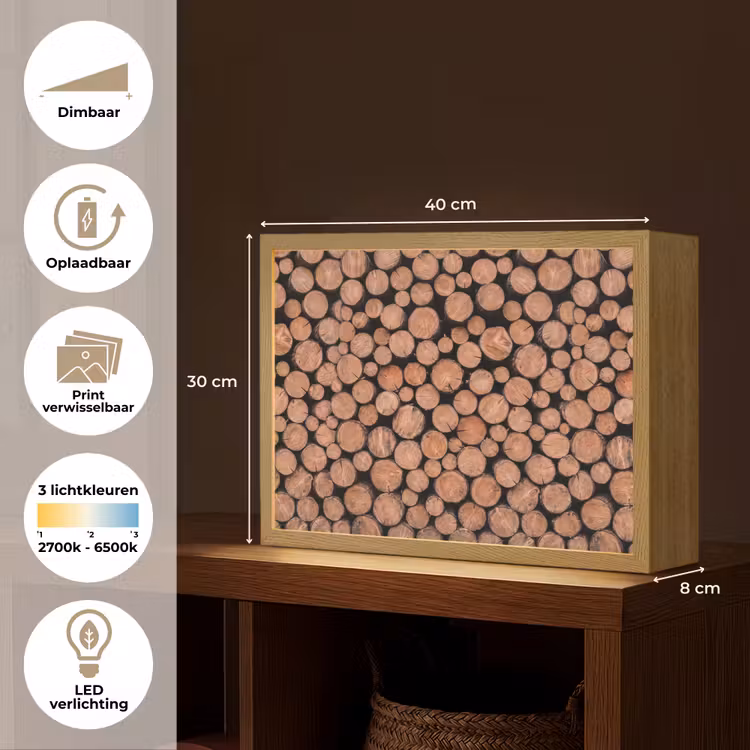 Lightbox - Wandlamp - Houtblokken - Textuur - Patroon - Bruin - Rustiek — 10