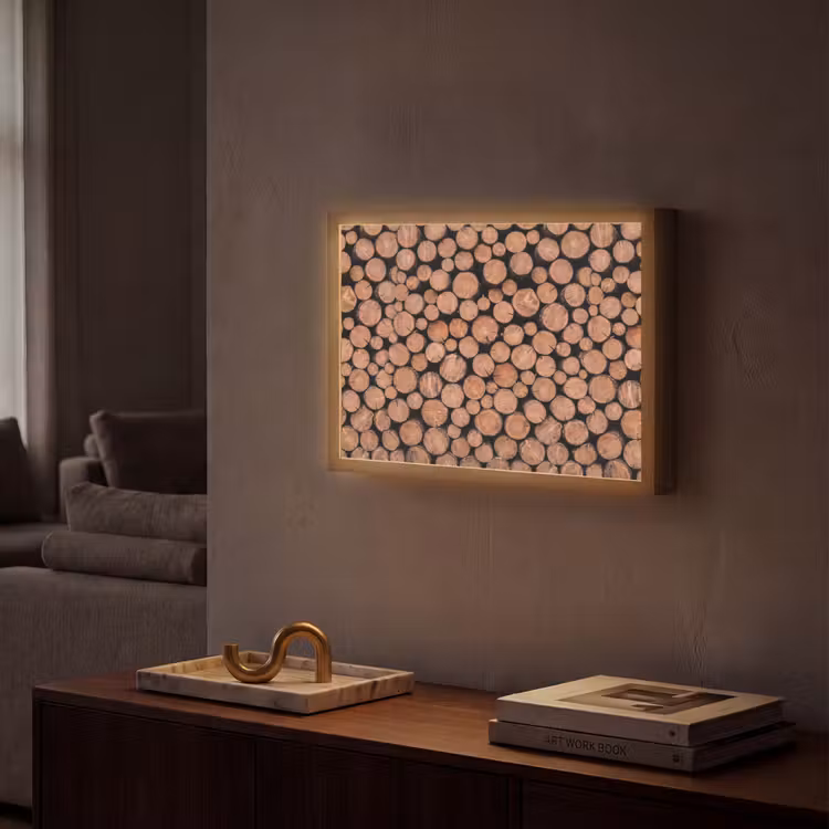 Lightbox - Wandlamp - Houtblokken - Textuur - Patroon - Bruin - Rustiek — 2