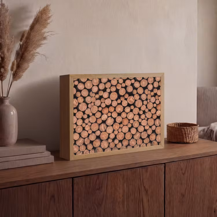 Lightbox - Wandlamp - Houtblokken - Textuur - Patroon - Bruin - Rustiek — 4