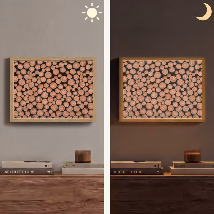 Lightbox - Wandlamp - Houtblokken - Textuur - Patroon - Bruin - Rustiek — 6
