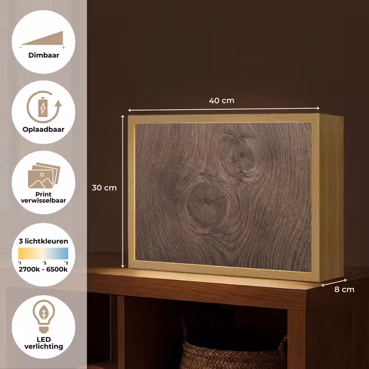 Lightbox - Wandlamp - Houtnerf - Textuur - Patroon - Bruin - Rustiek — 10