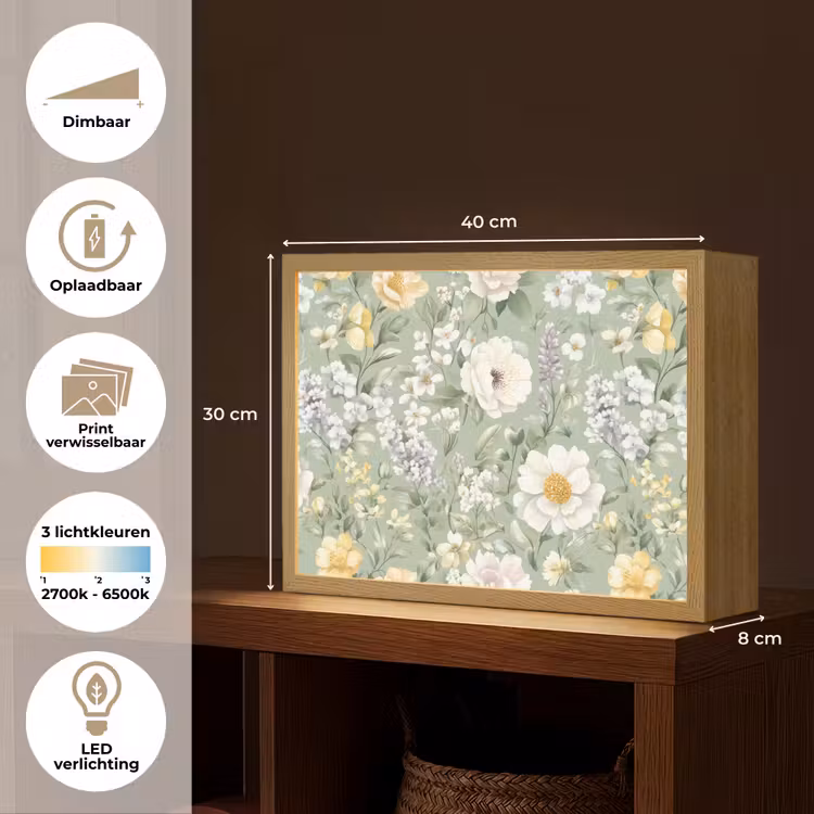Lightbox - Wandlamp - Klassiek - Bloemenpatroon - Kleurrijk — 10