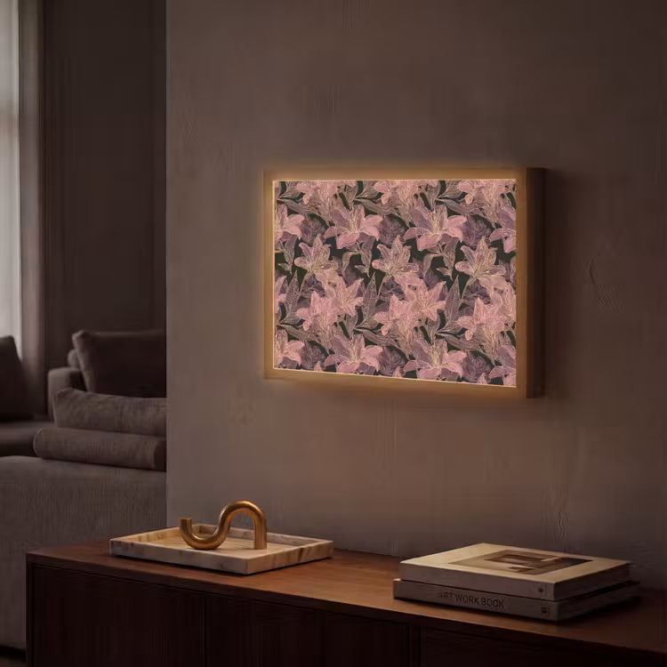 Lightbox - Wandlamp - Lelies - Patroon - Paars - Goud — 2