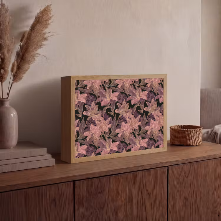 Lightbox - Wandlamp - Lelies - Patroon - Paars - Goud — 4