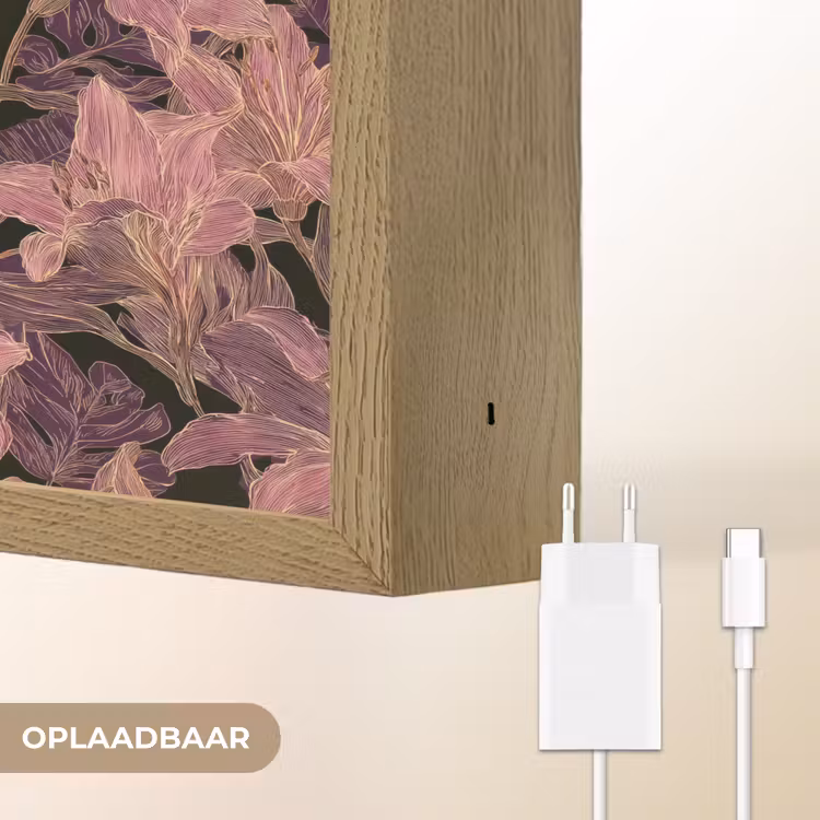 Lightbox - Wandlamp - Lelies - Patroon - Paars - Goud — 7
