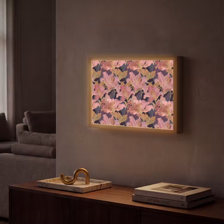 Lightbox - Wandlamp - Lelies - Patroon - Roze - Goud — 2