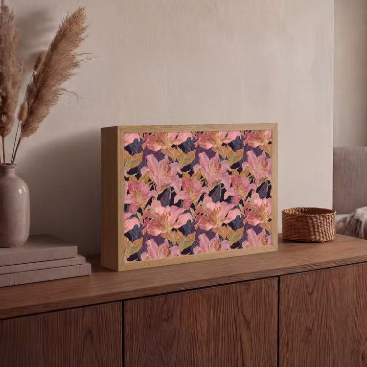 Lightbox - Wandlamp - Lelies - Patroon - Roze - Goud — 4