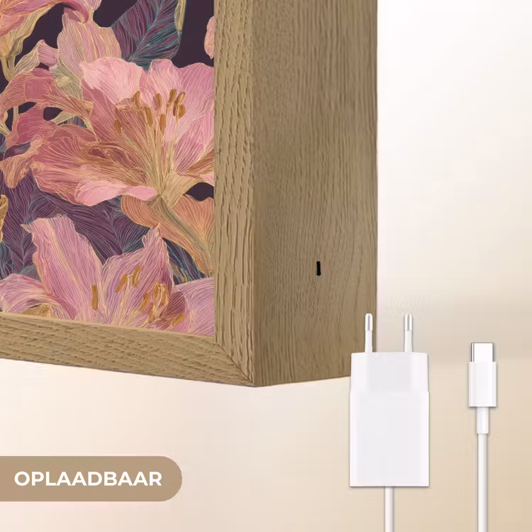 Lightbox - Wandlamp - Lelies - Patroon - Roze - Goud — 7
