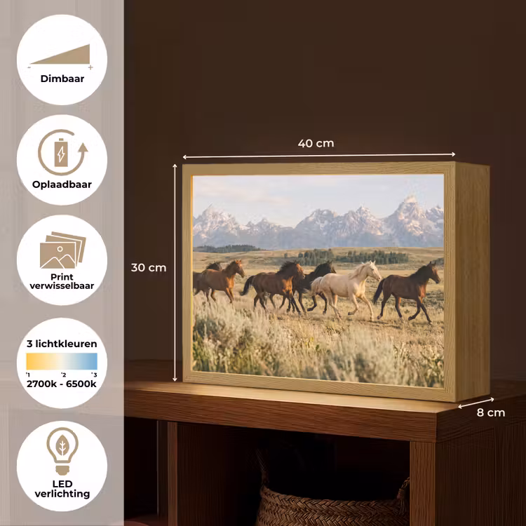 Lightbox - Wandlamp - Paarden - Kudde - Bergen - Vrijheid - Wild — 10