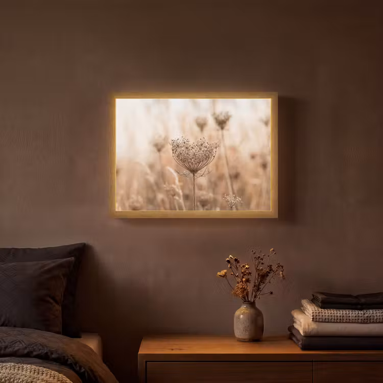 Lightbox - Wandlamp - Schermbloem - Droogbloem - Winter - Beige - Minimalistisch — 3