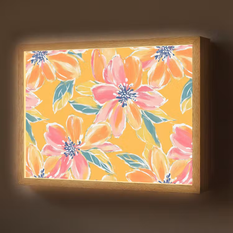 Lightbox - Wandlamp - Textuur - Bloemen - Kleurrijk — 1