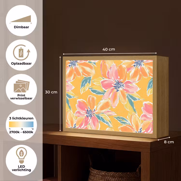 Lightbox - Wandlamp - Textuur - Bloemen - Kleurrijk — 10
