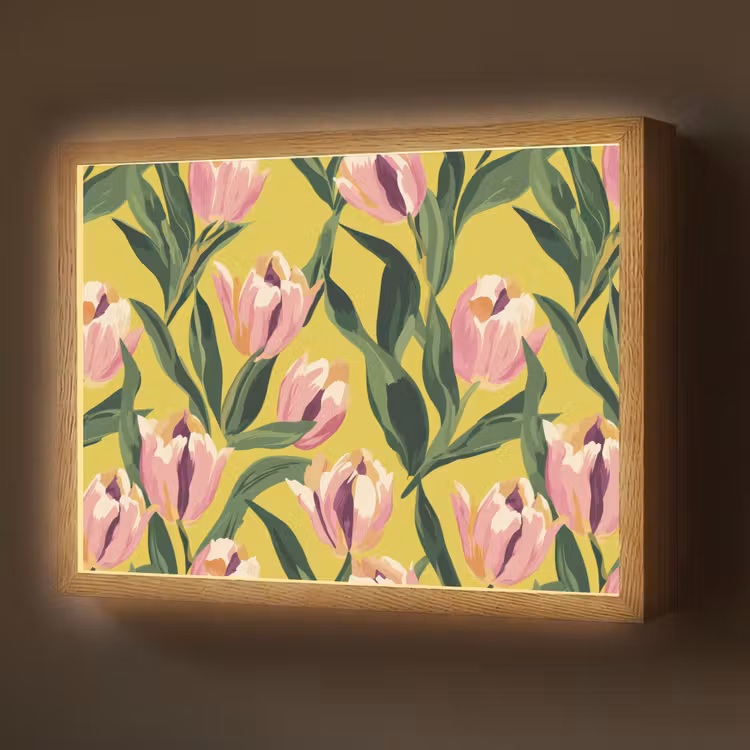 Lightbox - Wandlamp - Tulpen - Botanisch - Geel — 1
