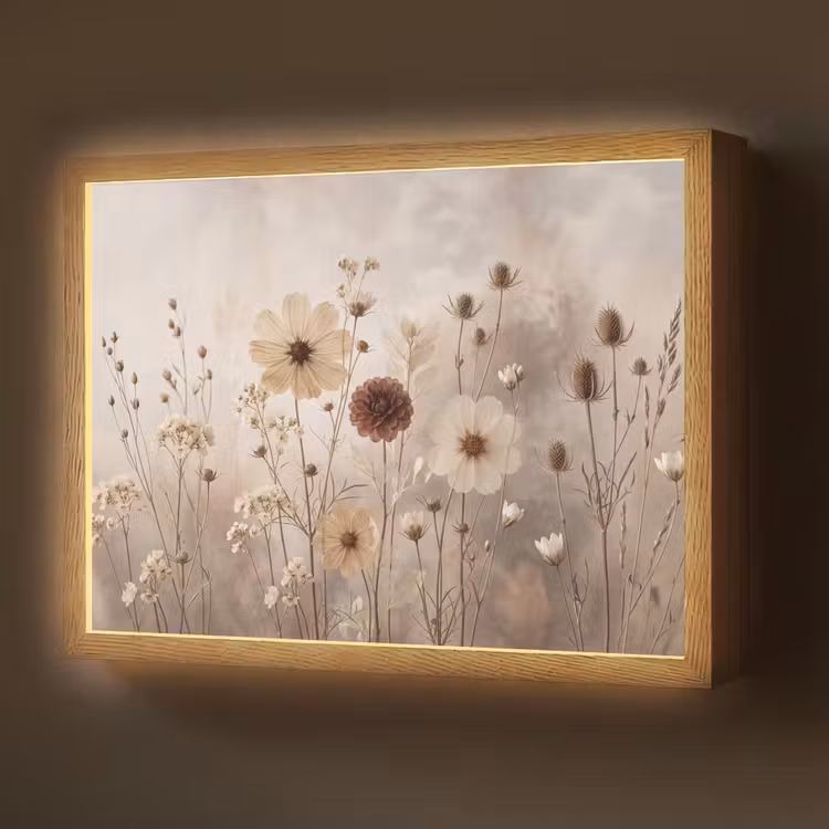 Lightbox - Wandlamp - Wilde bloemen - Botanisch - Vintage - Natuur - Rustiek — 1