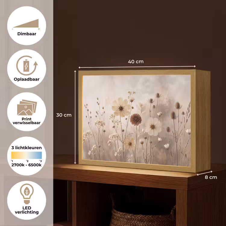 Lightbox - Wandlamp - Wilde bloemen - Botanisch - Vintage - Natuur - Rustiek — 10
