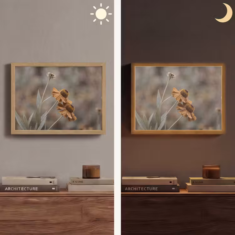 Lightbox - Wandlamp - Zonnehoed - Droogbloemen - Geel - Warm — 6