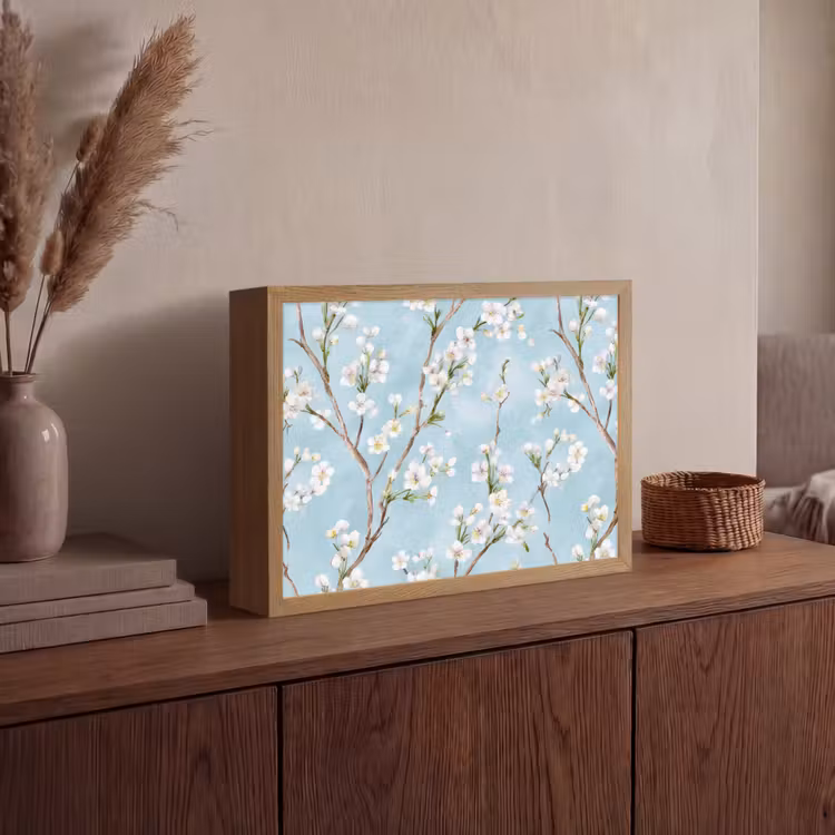 Lightbox - Wandlamp - Kersenbloesem - Textuur - Blauw — 4