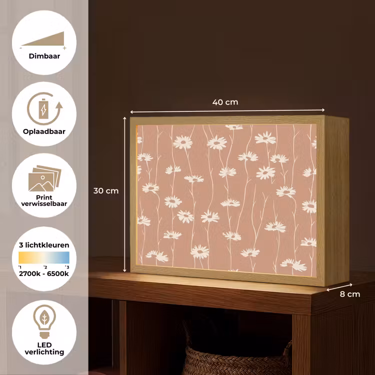 Lightbox - Wandlamp - Madeliefjes - Subtiel - Terracotta — 10