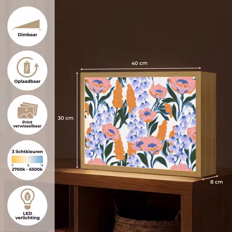 Lightbox - Wandlamp - Patroon - Aquarel - Kleurrijk — 10
