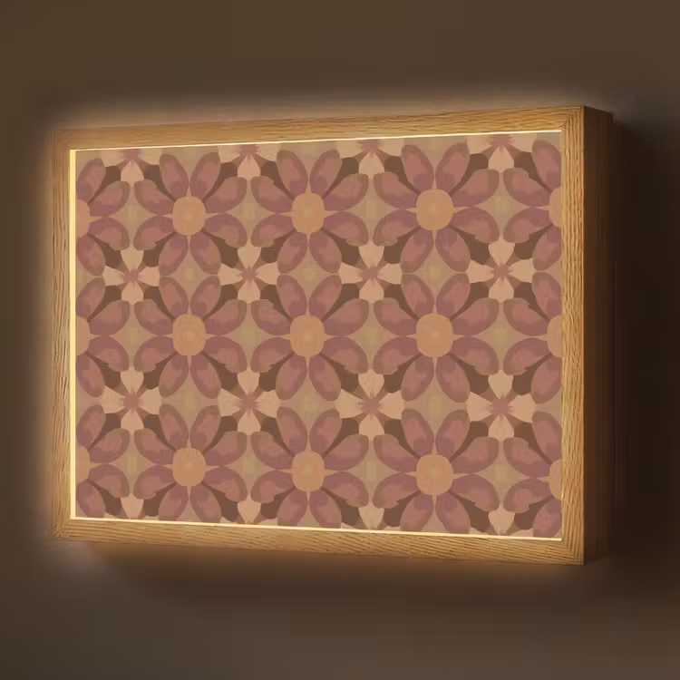 Lightbox - Wandlamp - Retro - Bloemen - Bruin — 1