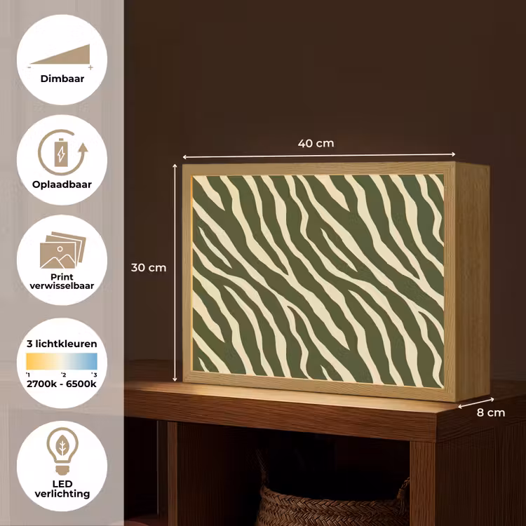 Lightbox - Wandlamp - Zebra - Patroon - Groen — 10