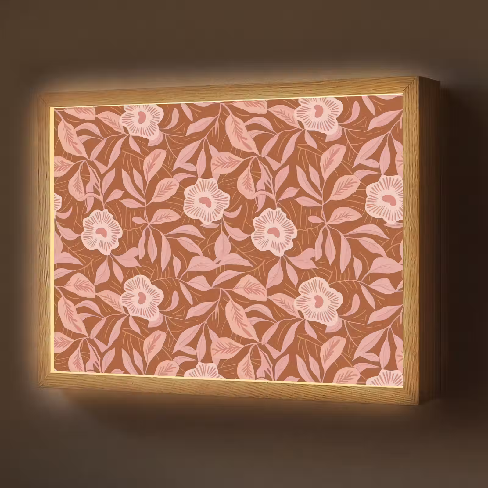 Lightbox - Wandlamp - Patroon - Bladeren - Terracotta — 1