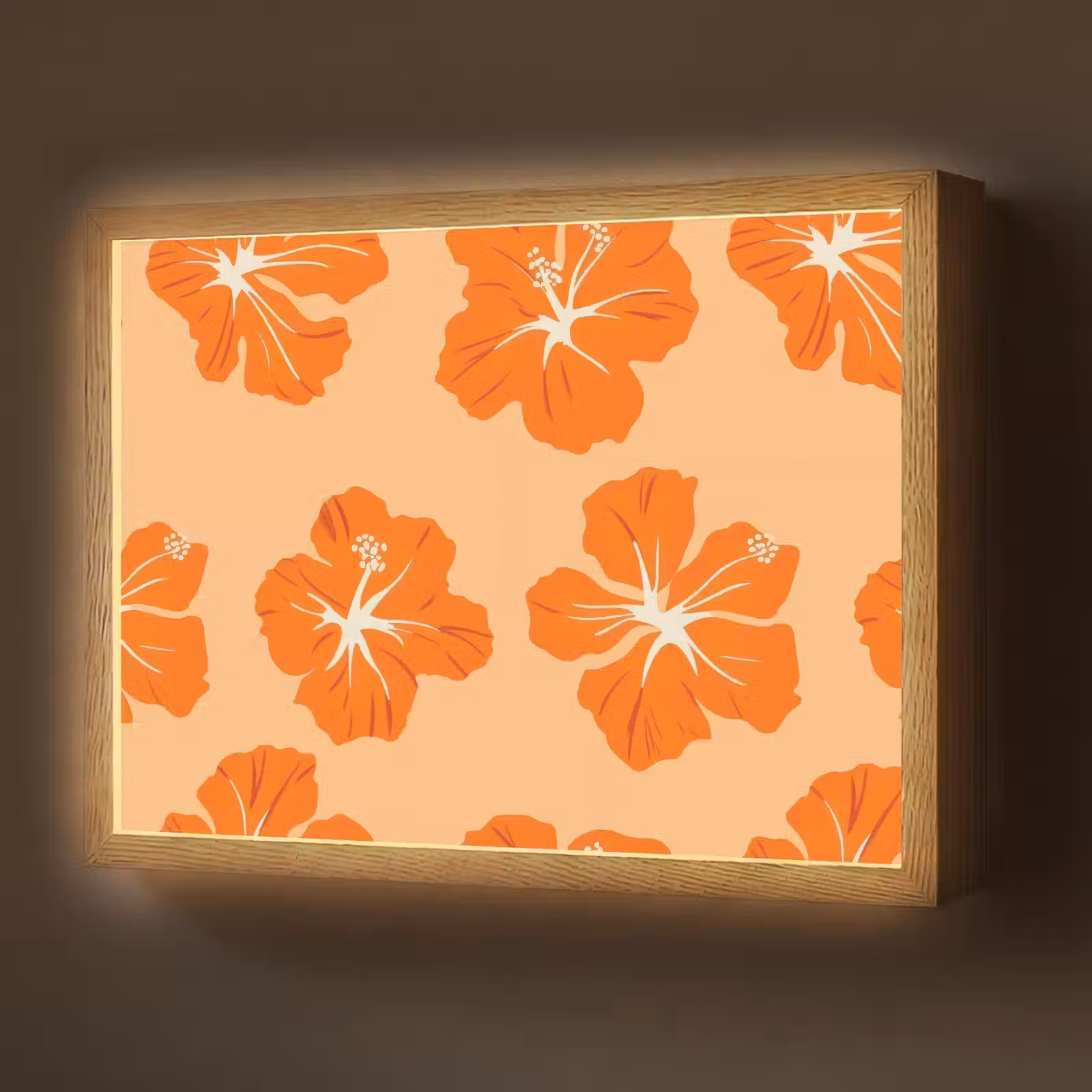Lightbox - Wandlamp - Tropisch - Hibiscus - Oranje — 1