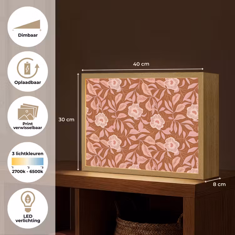 Lightbox - Wandlamp - Patroon - Bladeren - Terracotta — 10
