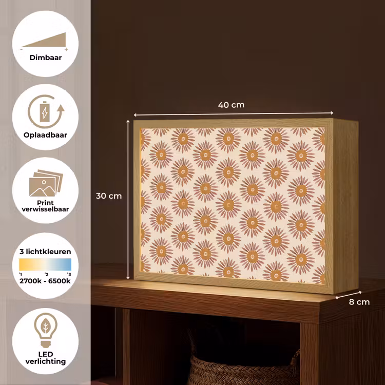 Lightbox - Wandlamp - Patroon - Retro - Bruin — 10