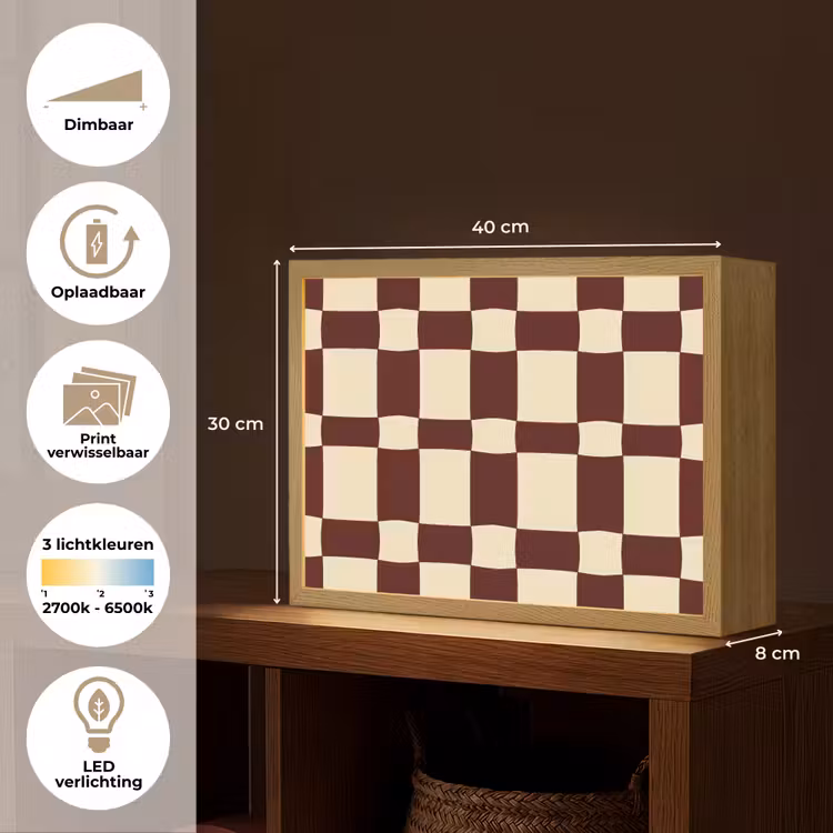 Lightbox - Wandlamp - Retro - Patroon - Bruin — 10
