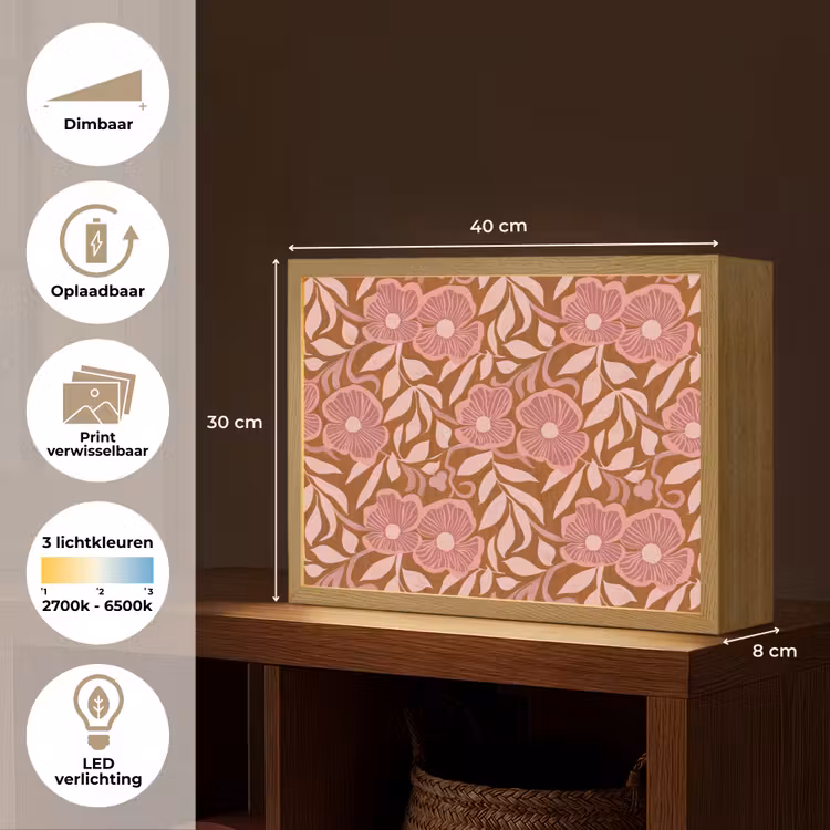 Lightbox - Wandlamp - Sfeer - Bloemen - Roze — 10