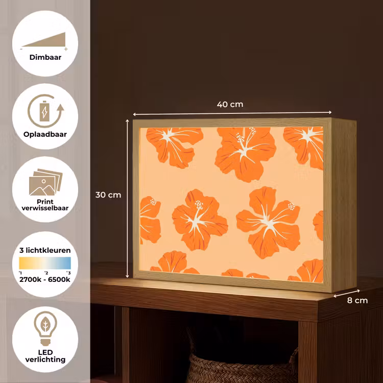 Lightbox - Wandlamp - Tropisch - Hibiscus - Oranje — 10