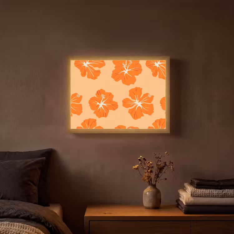 Lightbox - Wandlamp - Tropisch - Hibiscus - Oranje — 3