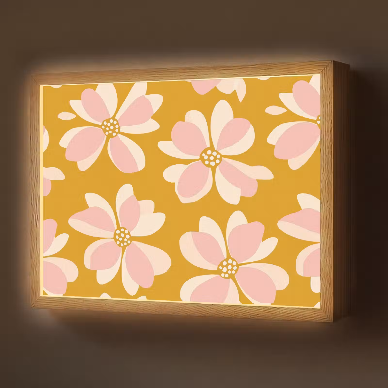 Lightbox - Wandlamp - Vintage - Bloemen - Okergeel — 1