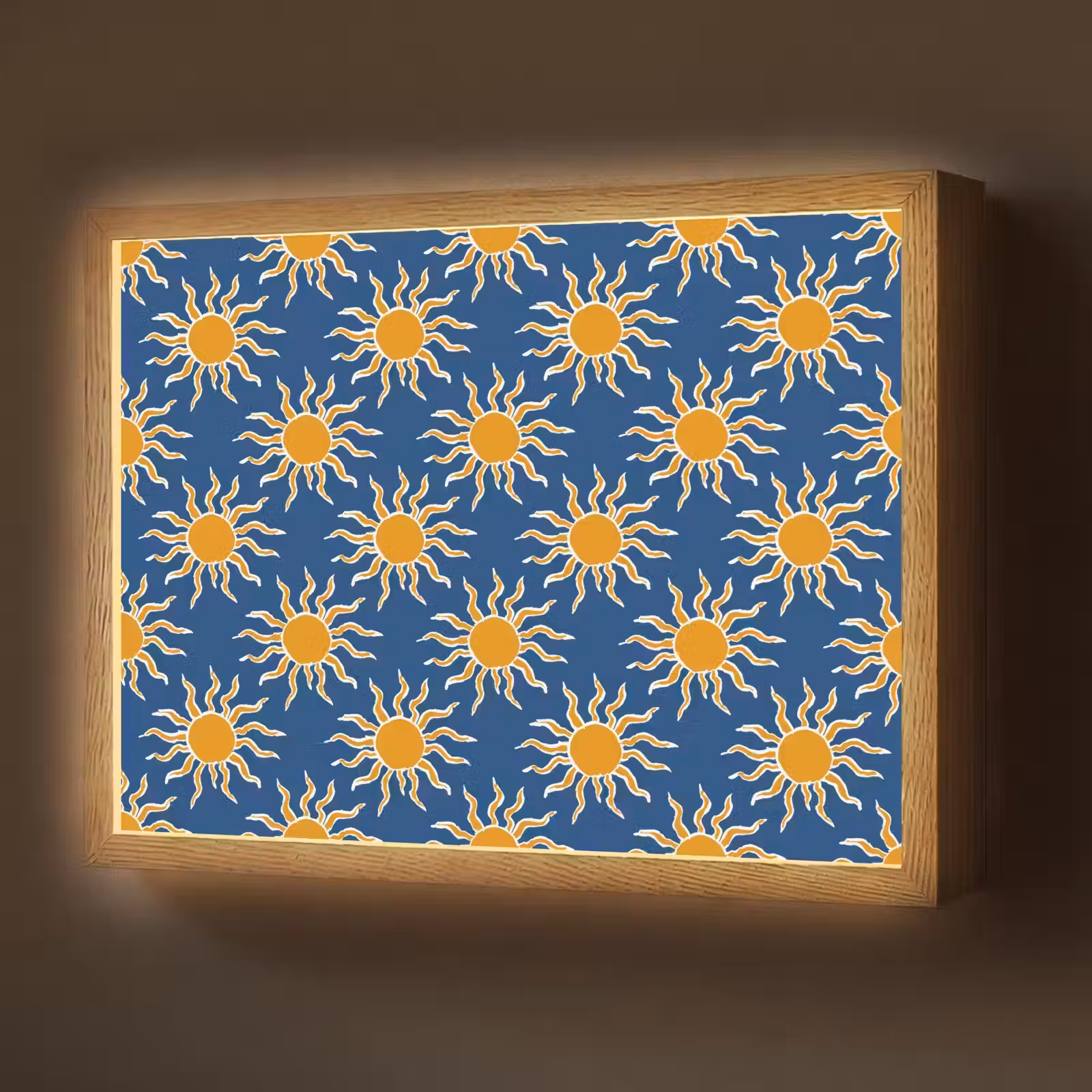 Lightbox - Wandlamp - Zon - Patroon - Blauw — 1