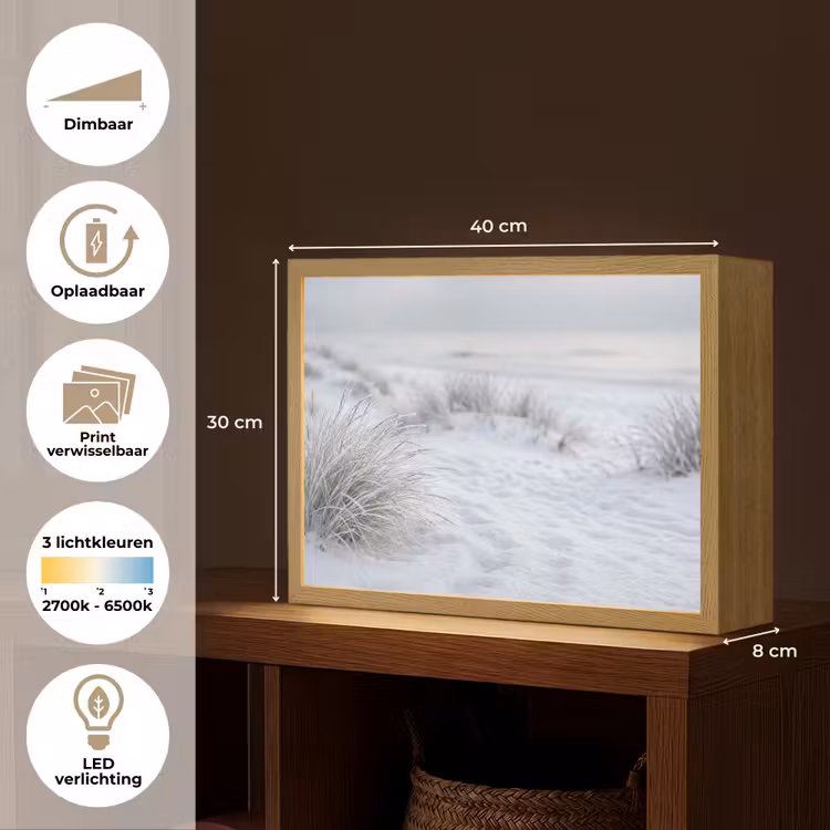 Lightbox - Wandlamp - Duinen - Sneeuw - Strand - Winter - Serene — 10