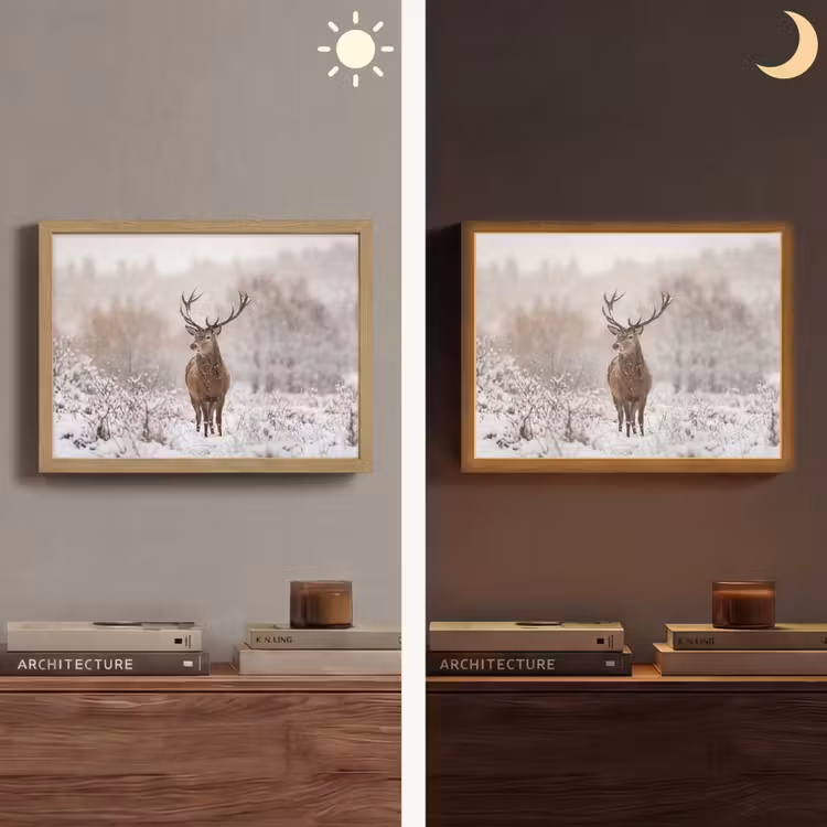 Lightbox - Wandlamp - Edelhert - Bos - Sneeuw - Winter - Majestueus — 6
