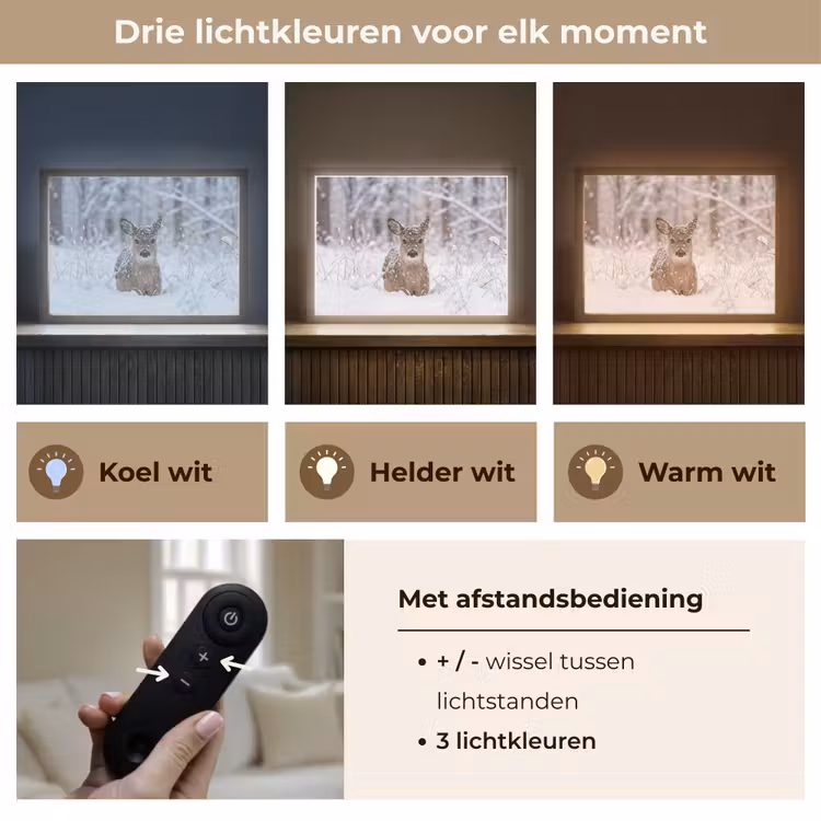 Lightbox - Wandlamp - Hert - Sneeuw - Bos - Dieren - Vertederend — 8
