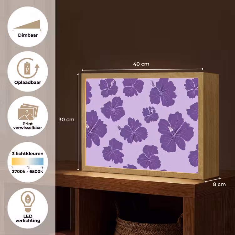 Lightbox - Wandlamp - Hibiscus - Bloemen - Paars — 10