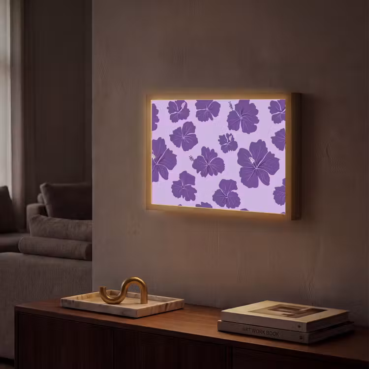 Lightbox - Wandlamp - Hibiscus - Bloemen - Paars — 2