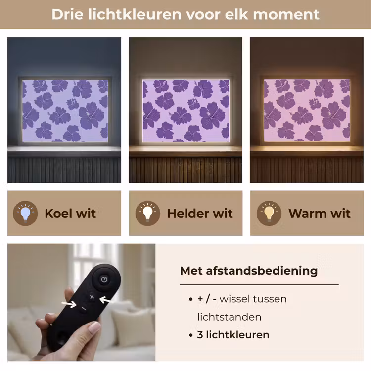 Lightbox - Wandlamp - Hibiscus - Bloemen - Paars — 8
