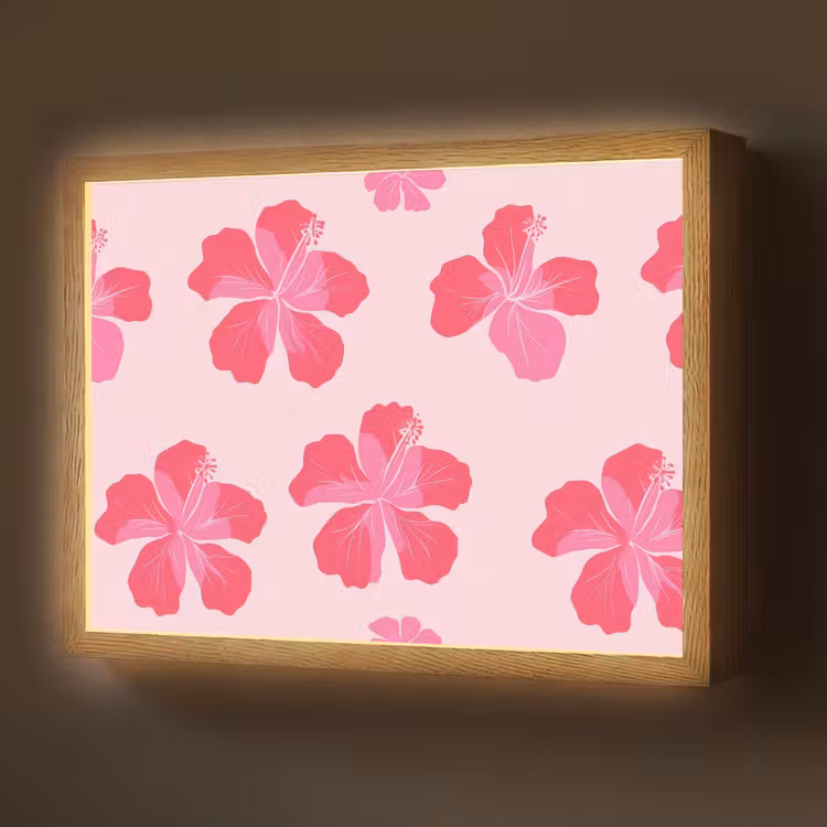 Lightbox - Wandlamp - Hibiscus - Bloemen - Roze — 1