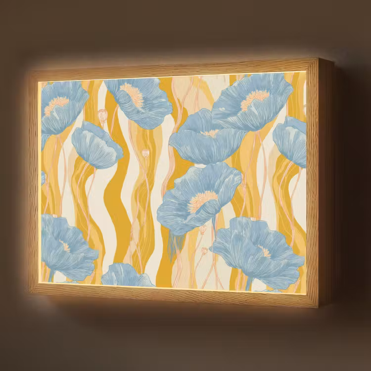 Lightbox - Wandlamp - Papavers - Botanisch - Blauw — 1